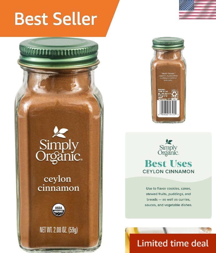 2.08 Oz Non-GMO Ceylon Cinnamon – Sweet & Versatile Spice for Healthy Recipes