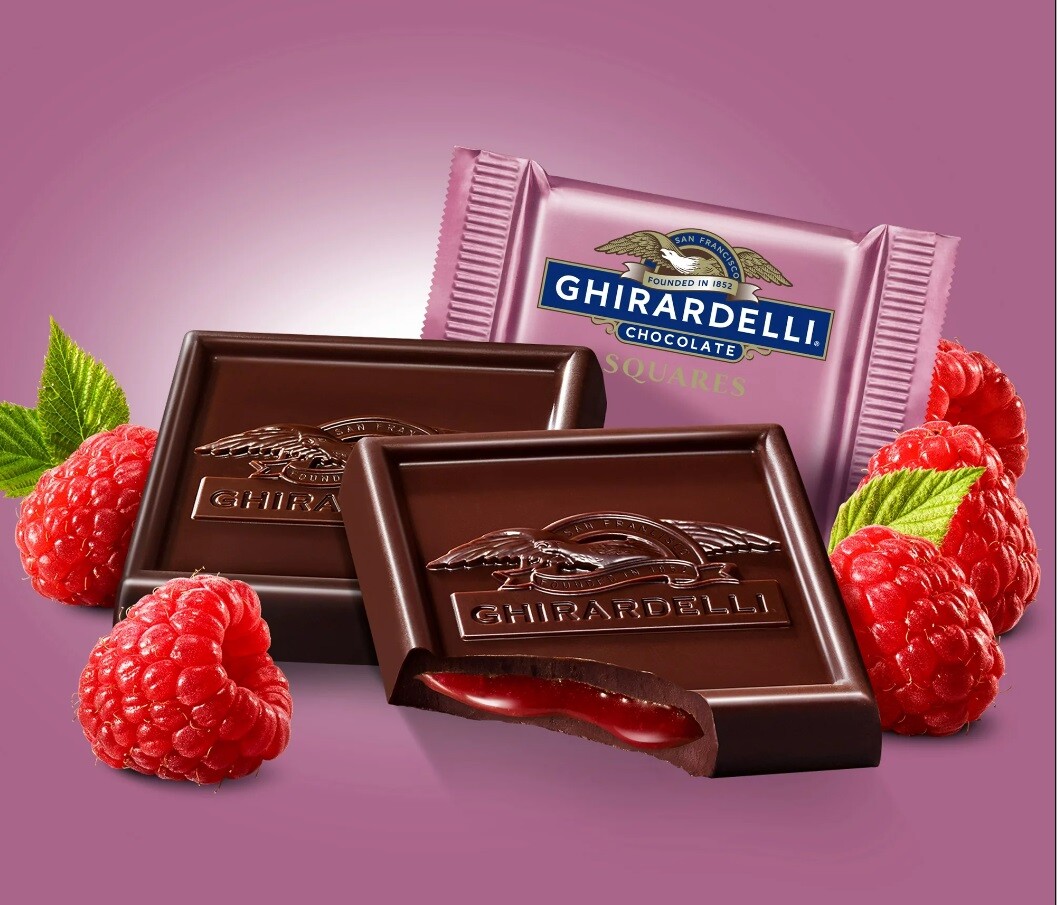 GHIRARDELLI Dark Chocolate RASPBERRY Squares WRAPPED – BULK BAG – VALUE PRICE!!!