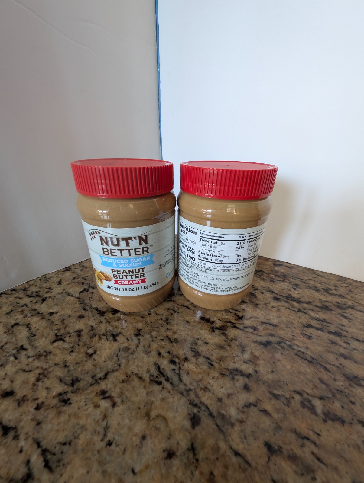 Nut ‘N Better Reduced Sugar & Sodium Cream Peanut Butter, 16 oz. 2 Count