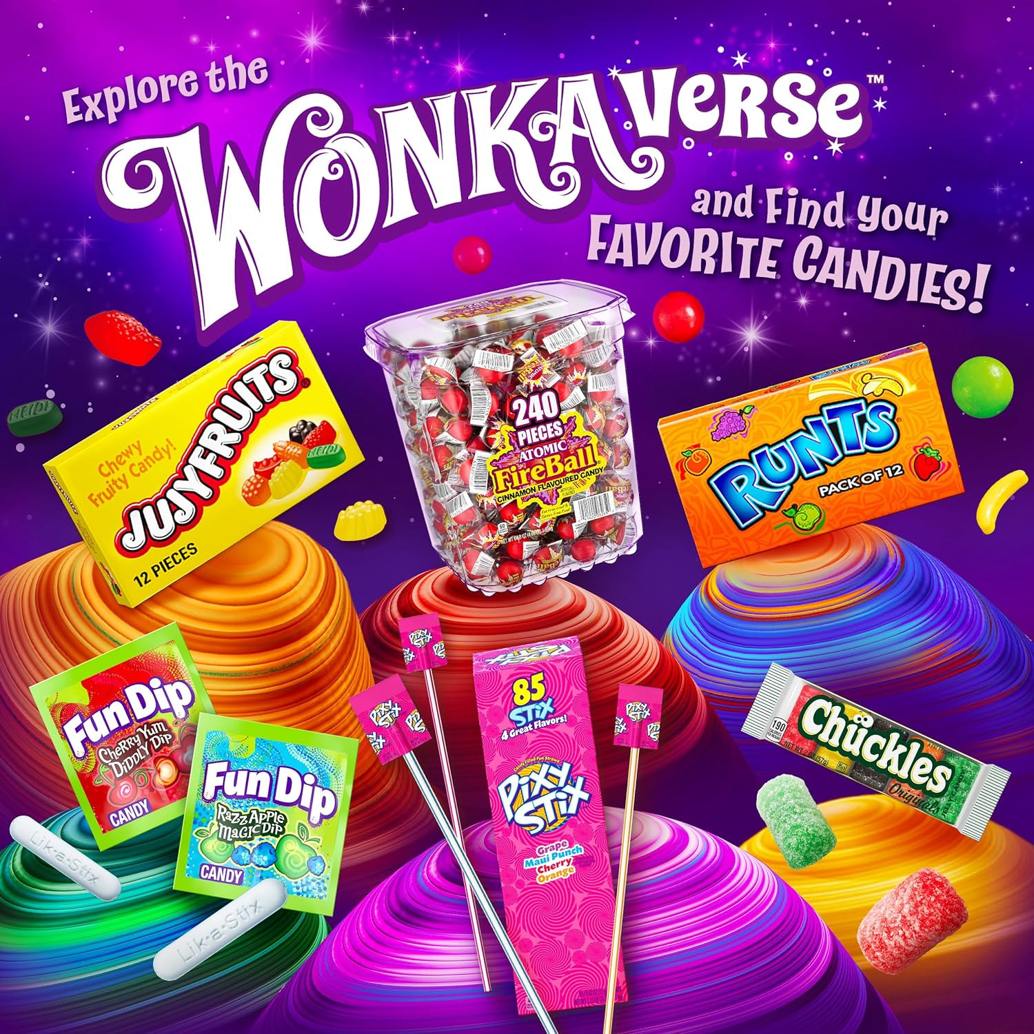 Wonka Chuckles Jelly Sugar-Coated Candies Fruit Flavored Candy Pack of 24