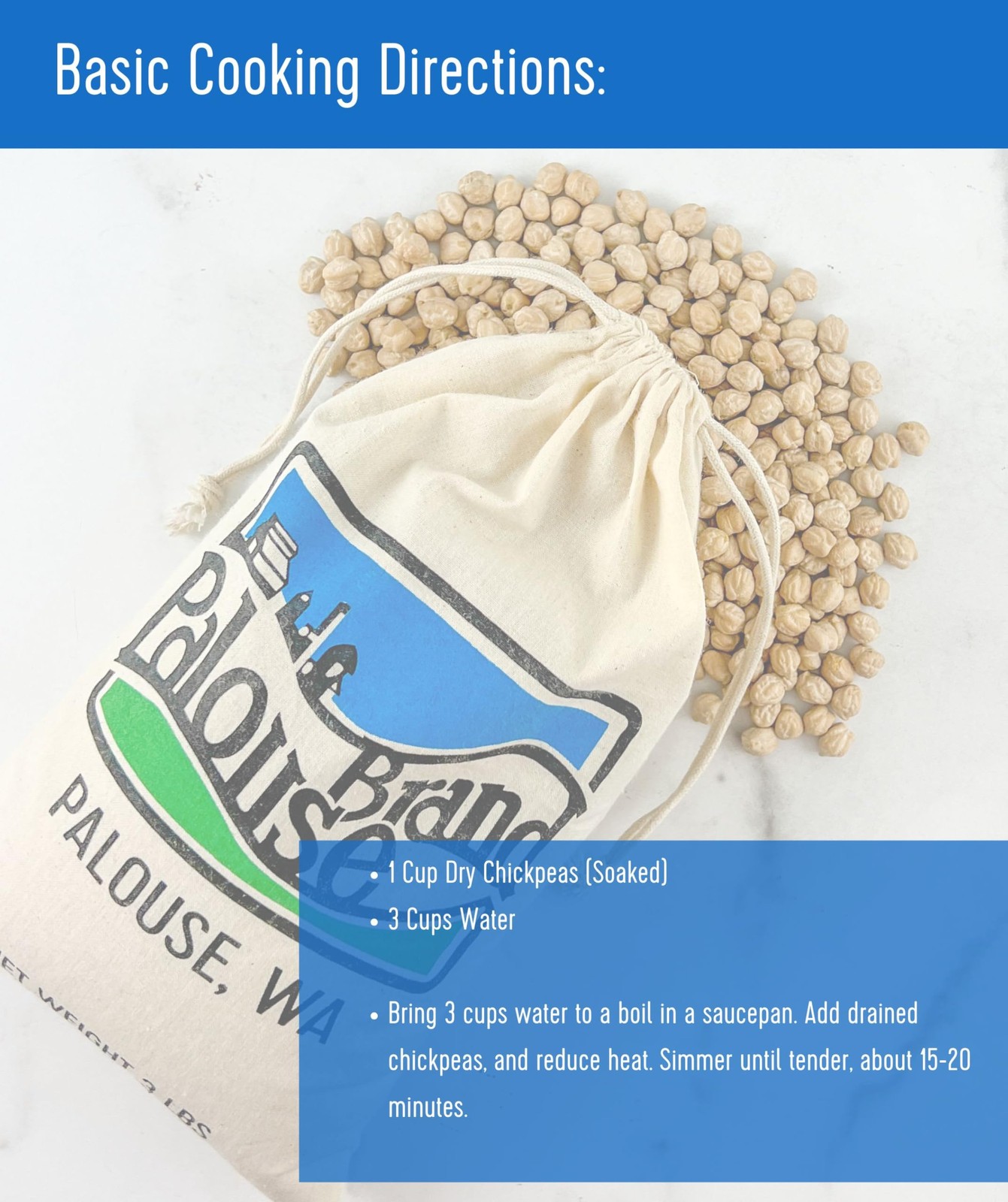 Palouse Brand Certified Glyphosate Residue Free Chickpeas | Garbanzo 5 lbs
