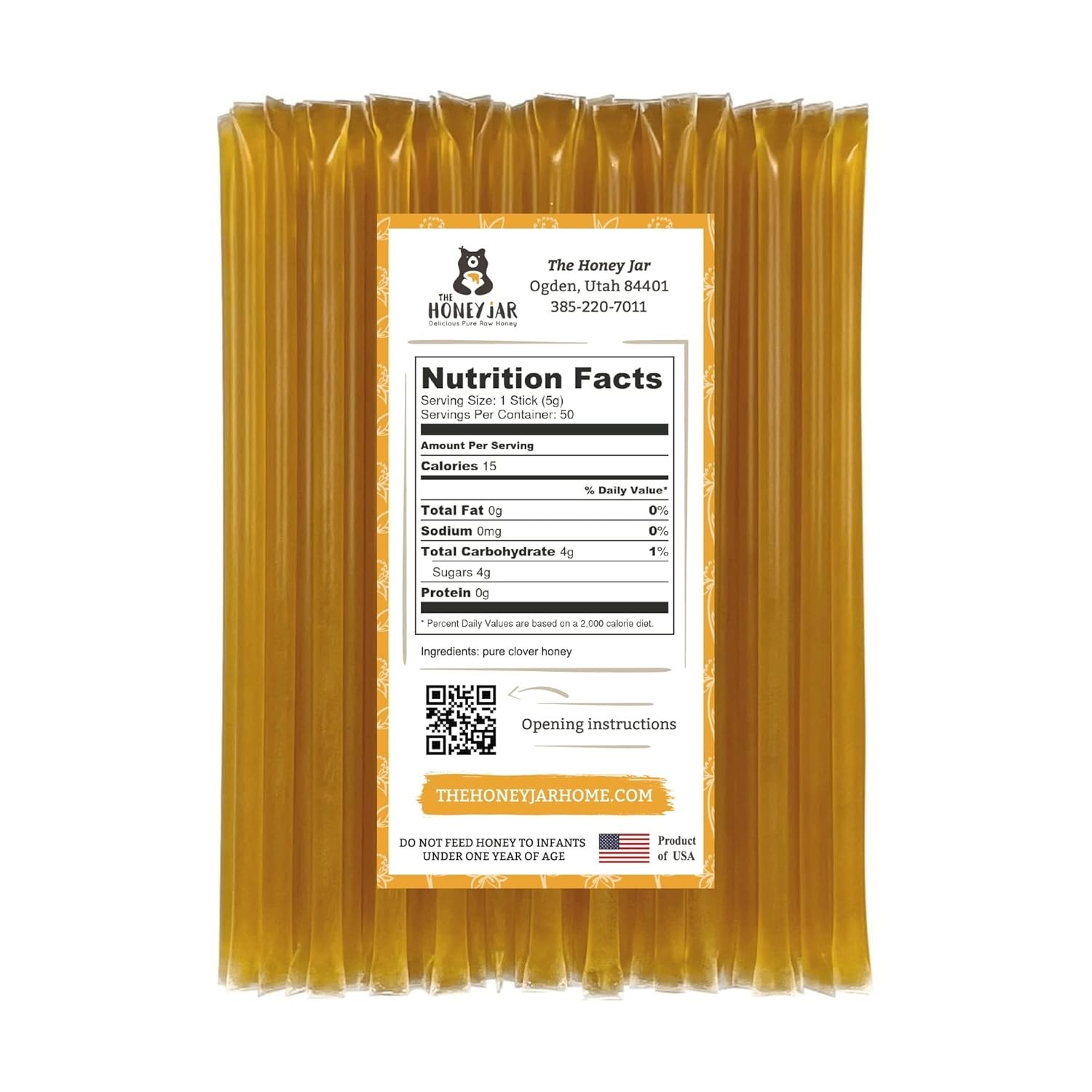 Organic Clover Honey Sticks – 50 Count Kosher Treats for Healthy Indulgence