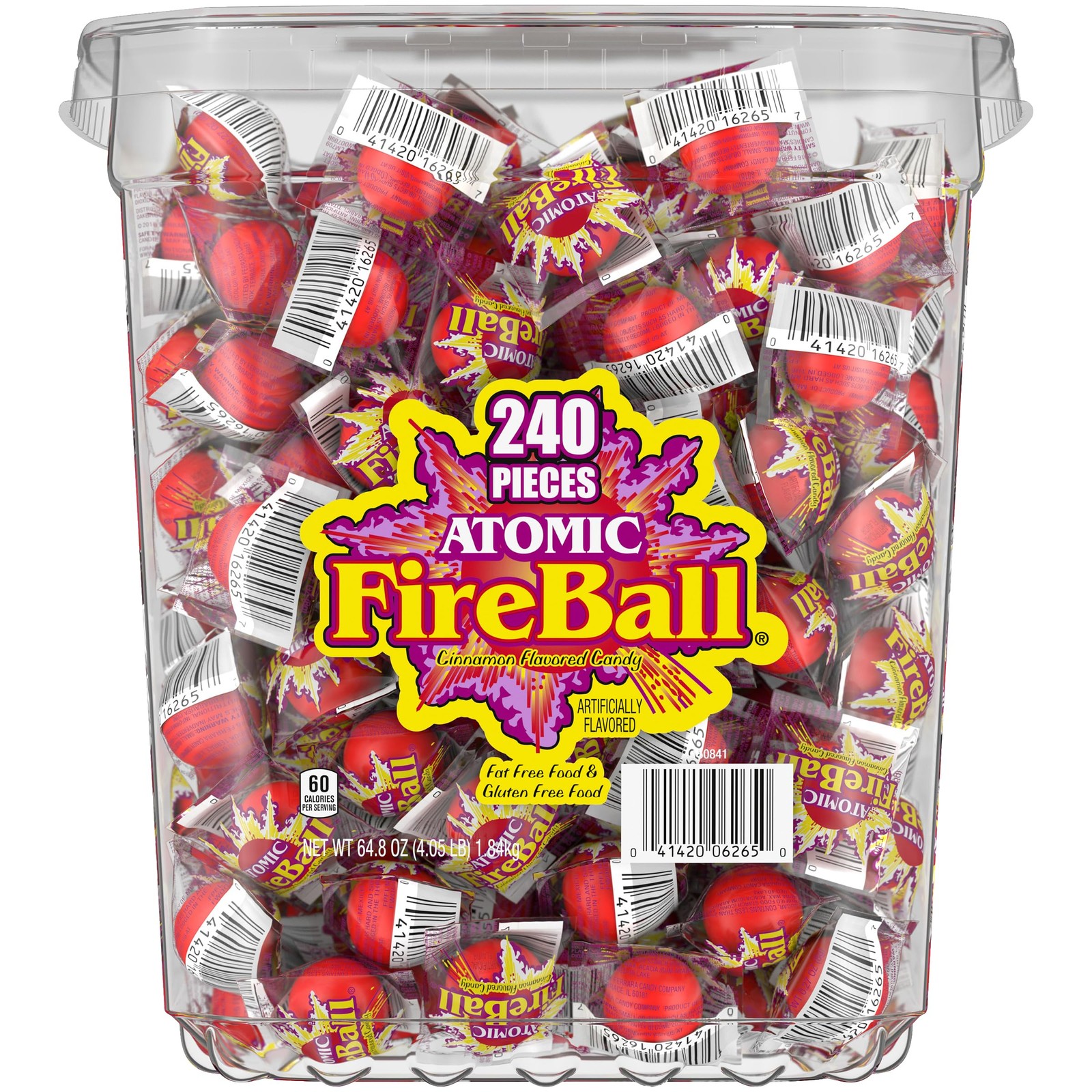 Wonka Atomic Fireball, Candy, Cinnamon Flavor, 240 Count (Pack of 1), Red
