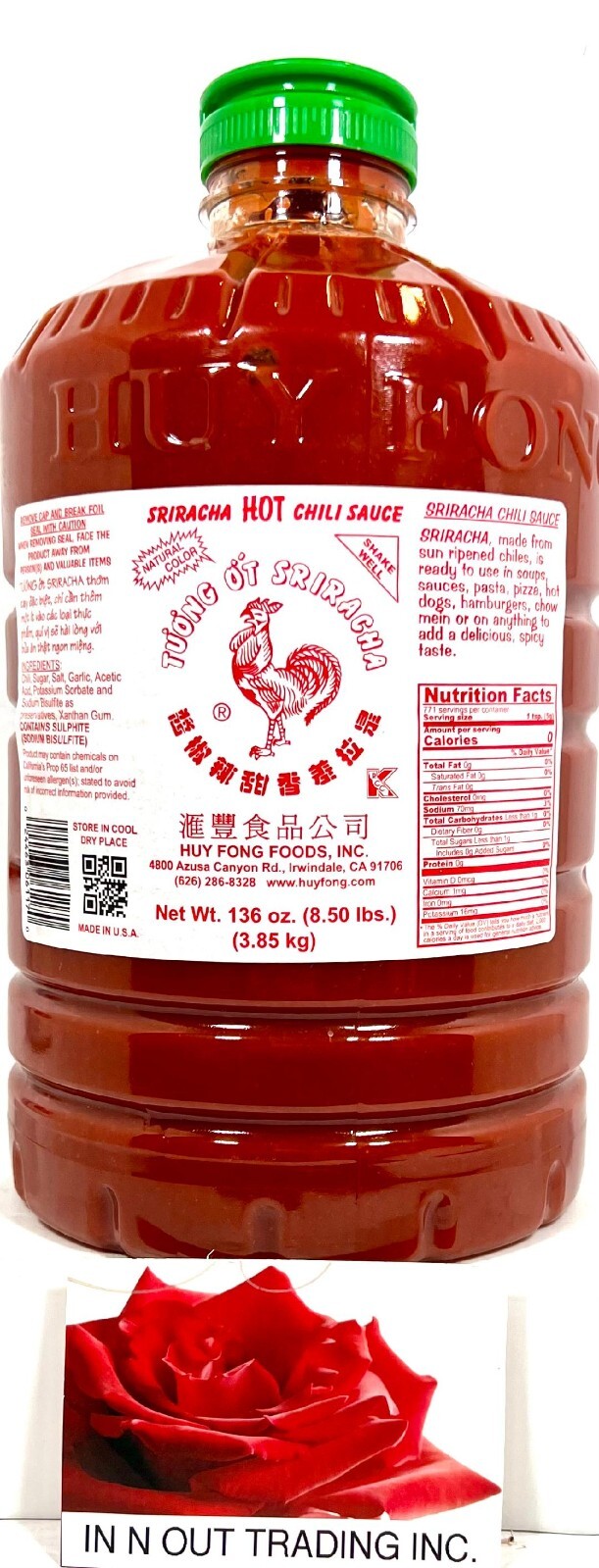 Huy Fong Sriracha Hot Chili Sauce 136 oz 8.5Lb~9/2025