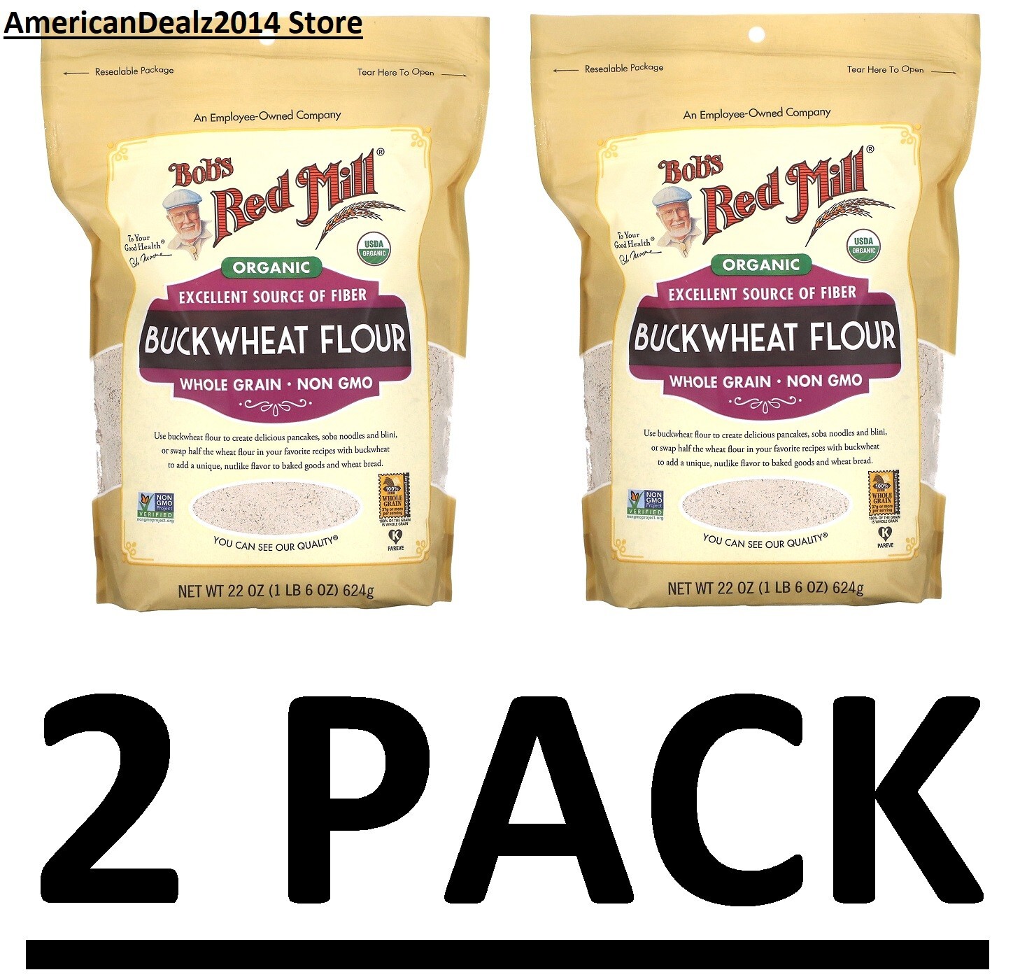 2 PACK – Bob’s Red Mill Organic Buckwheat Flour 22 oz (Total 44 oz) EXP: 10/2025