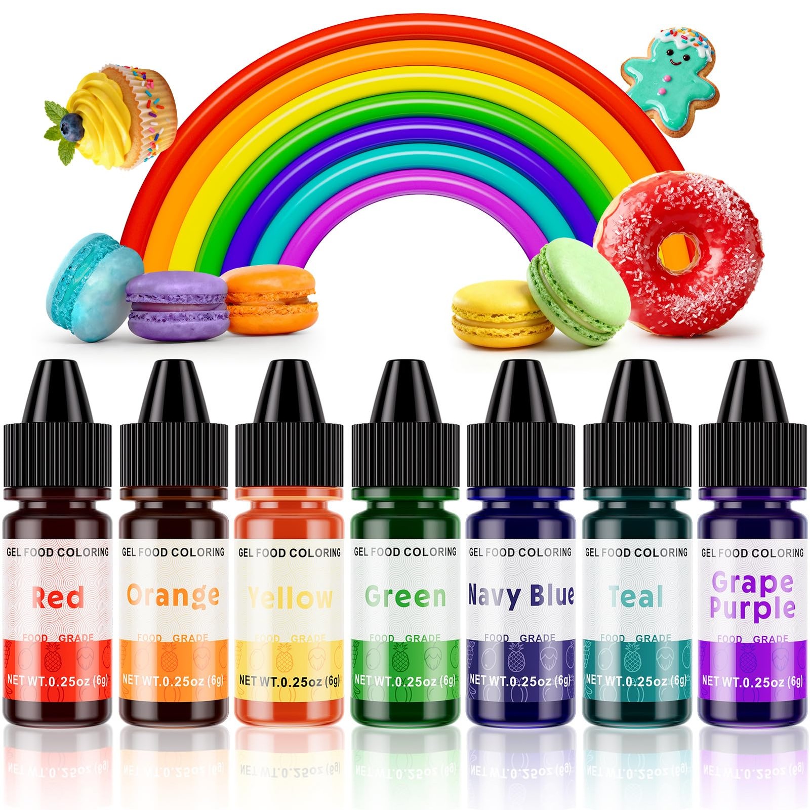 Gel Food Coloring Rainbow Edible Food Dye Set for Baking Royal Icing Cookie Supp