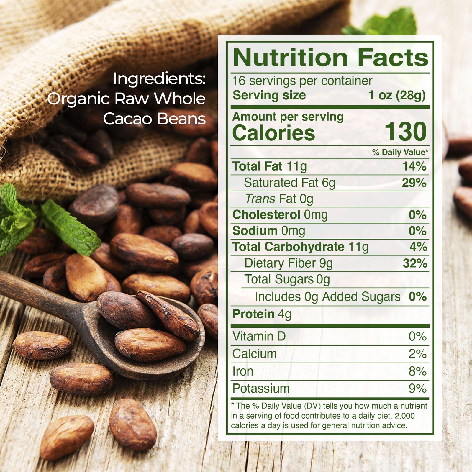 Organic Cacao Beans – 1 lb, Sugar Free Base for Vegan Chocolate