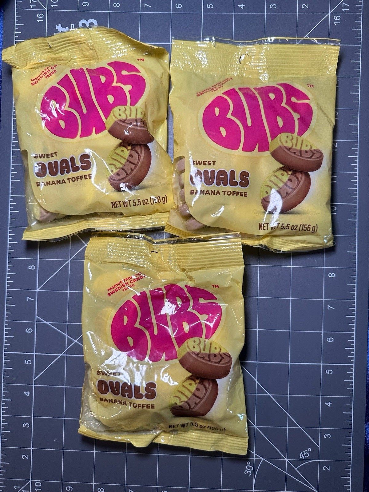 Lot Of 3! Bubs Swedish Sweet Ovals Banana Toffee Candy 5.5 Oz. BB 07/16/2027