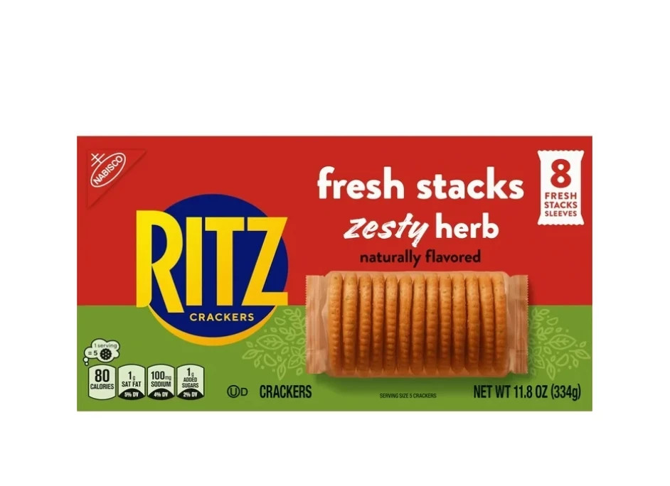 RITZ Fresh Stacks Zesty Herb Crackers 11.8 oz 8 Multi Snack Packs Travel Snacks