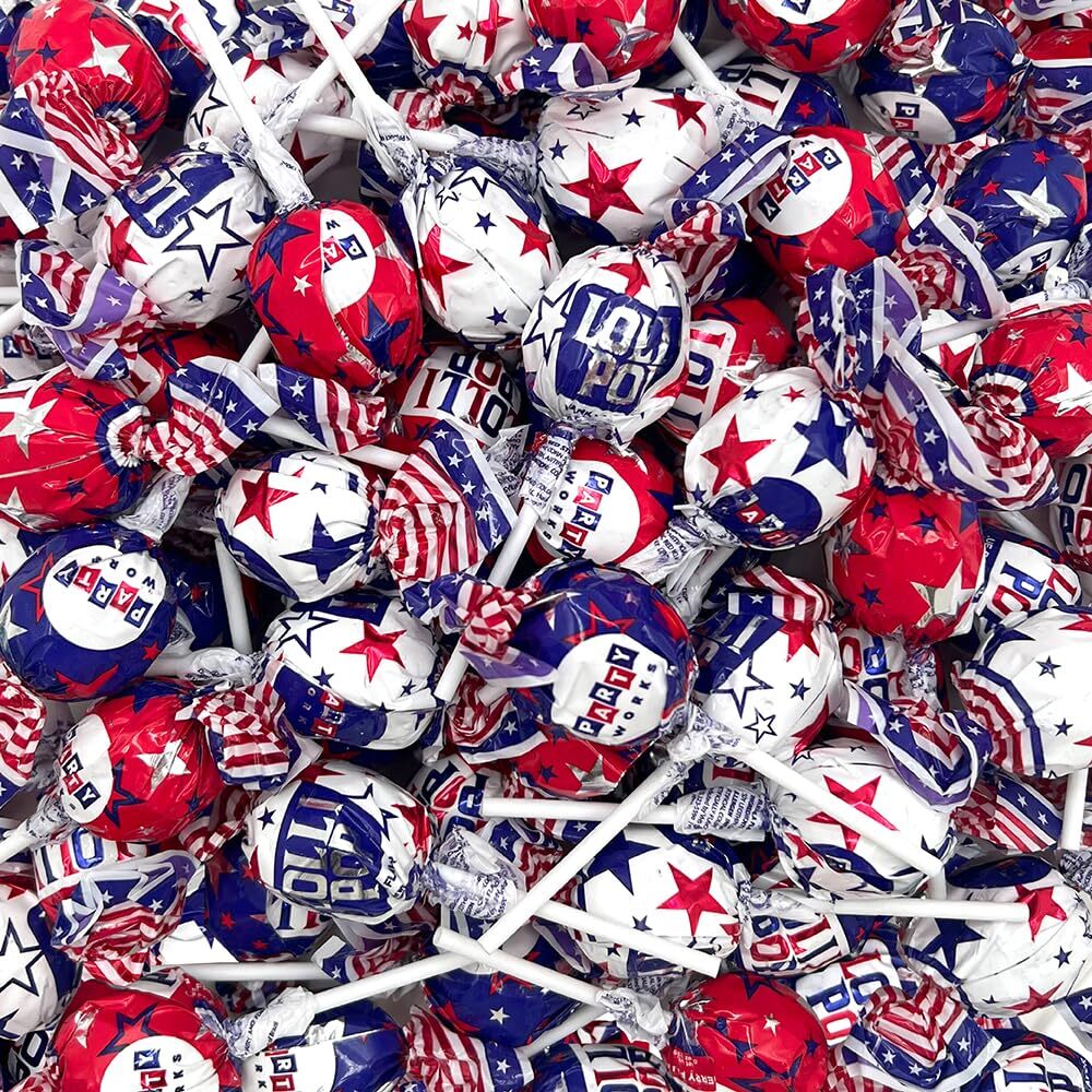 Patriotic Candy Lollipops, Independence Day, July 4th Suckers, 6-Pound Box