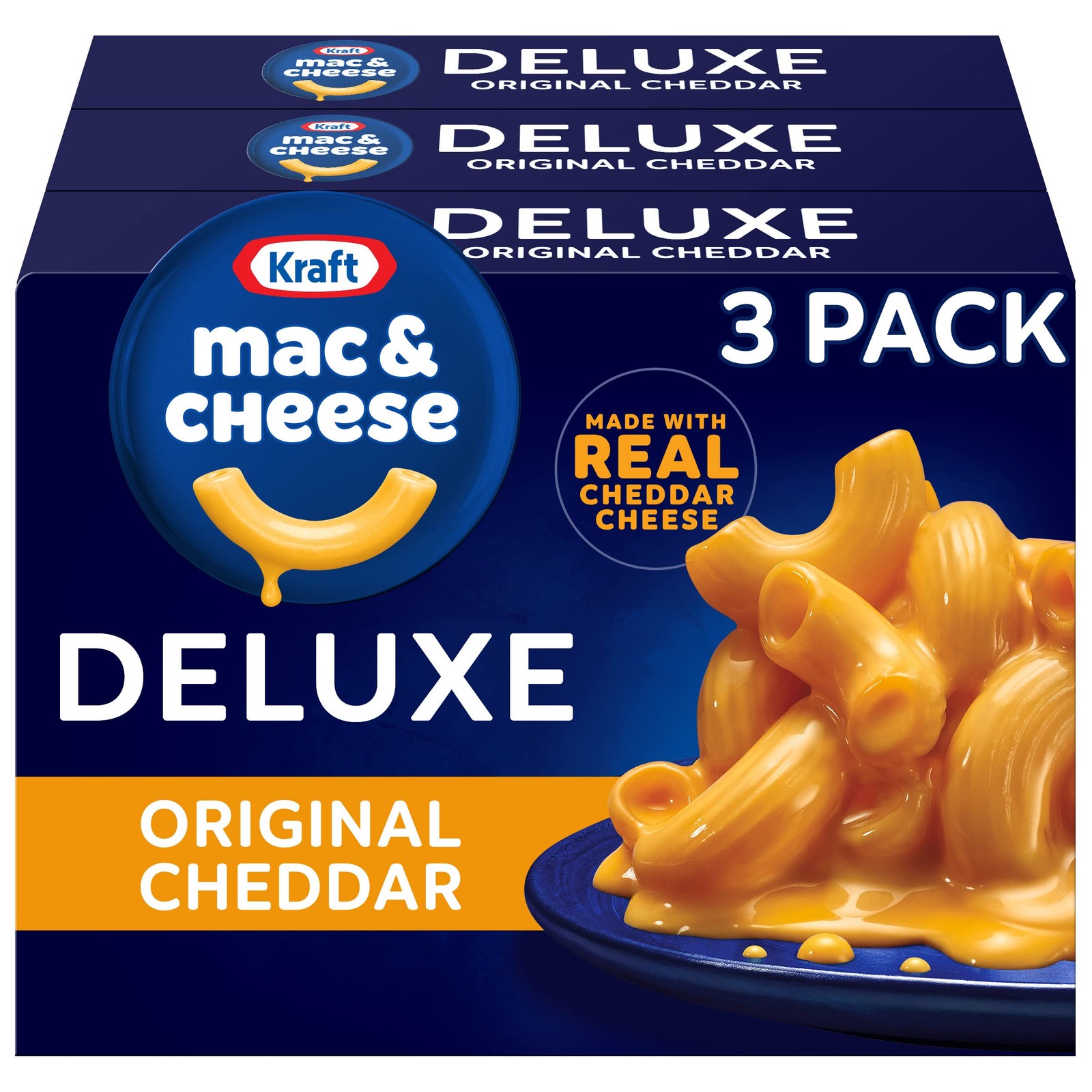 Kraft Deluxe Mac and Cheese 3 Boxes for Easy Dinner or Dinner Sides 14 oz