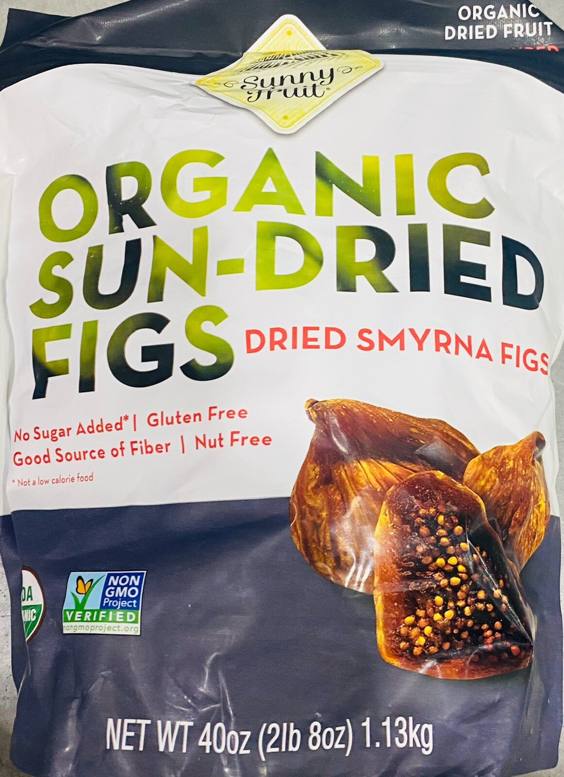 Sunny Fruit USDA Organic Sun-Dried Smyrna Figs 40 oz Bag 2.5 Lbs