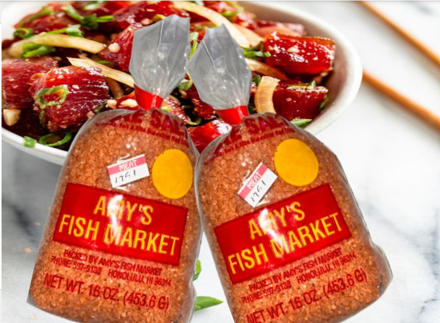 Two (2) lb. Hawaiian ALAEA SEA SALT Medium grains AMY’S FISH MARKET (POKE SALT)