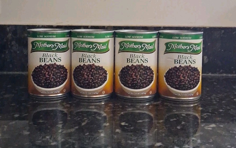 Mother’s Maid Canned Black Beans 15 oz| Low Sodium 4 Cans Exp 2028
