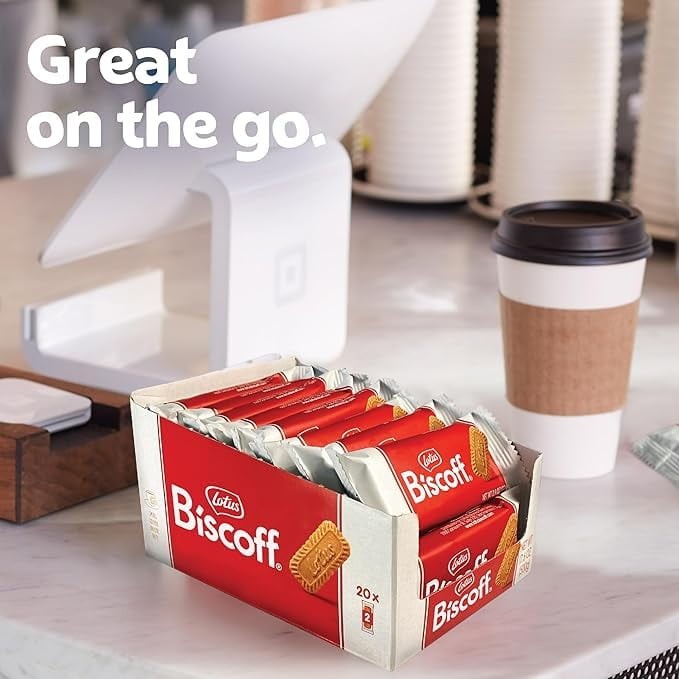 LOTUS BISCOFF COOKIES, 17.6 OZ, DISPENSER BOX (20 SLEEVES OF 2 XL COOKIES) NEW..