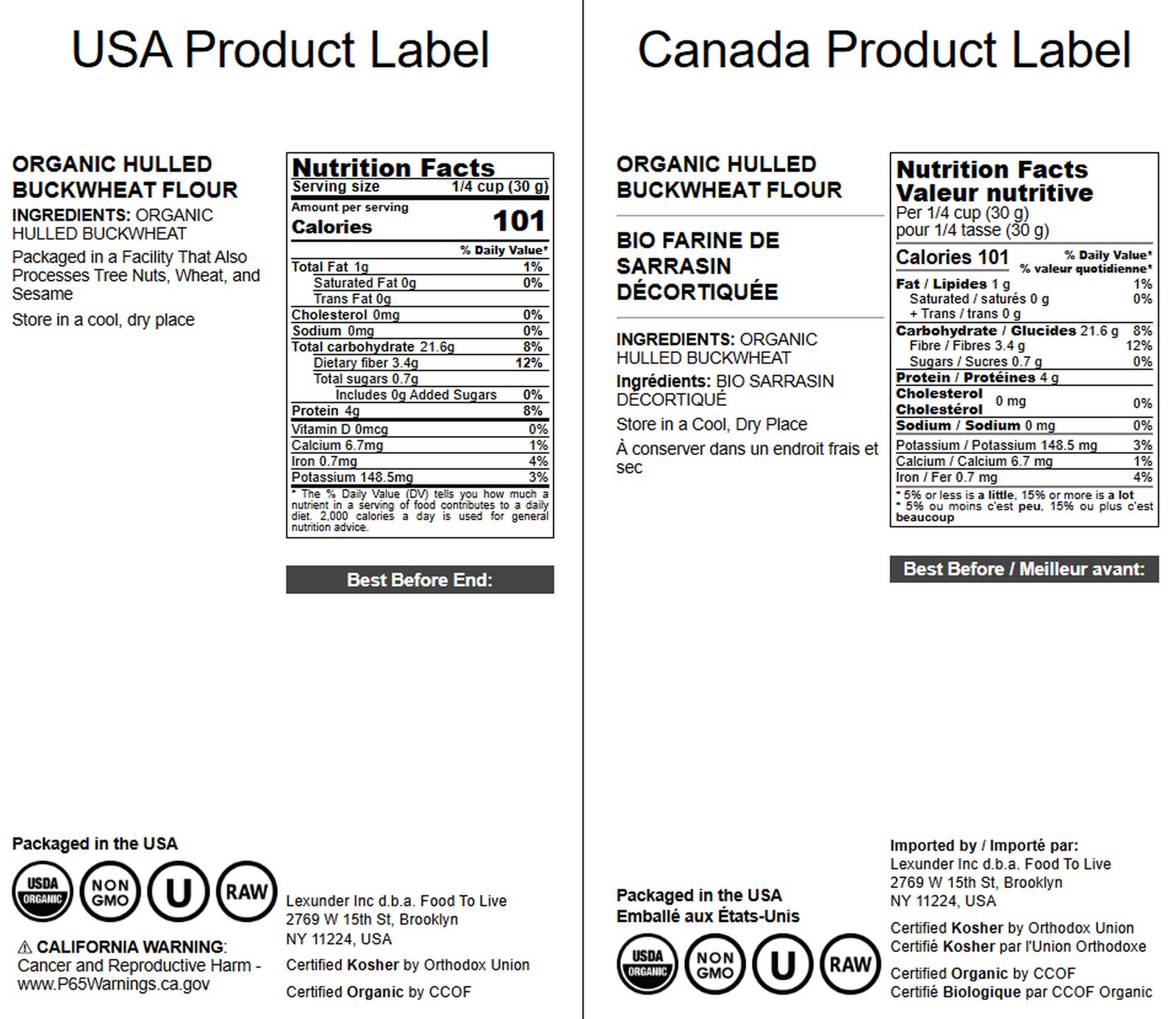 Organic Hulled Buckwheat Flour – Non-GMO, Finely Milled, Kosher, Vegan, Bulk