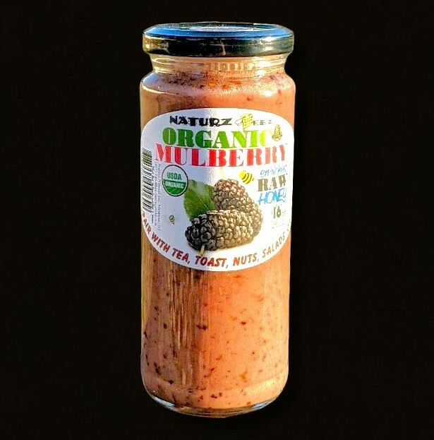 ORGANIC RAW HONEY 1LB w/ ORGANIC BLACK MULBERRY 100% USDA ORGANIC CERTIFIED