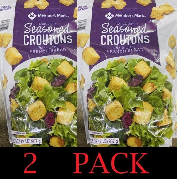 2x Member’s Mark LARGE CUT Seasoned Croutons 32 Oz Resealable Bag – 2 PACK
