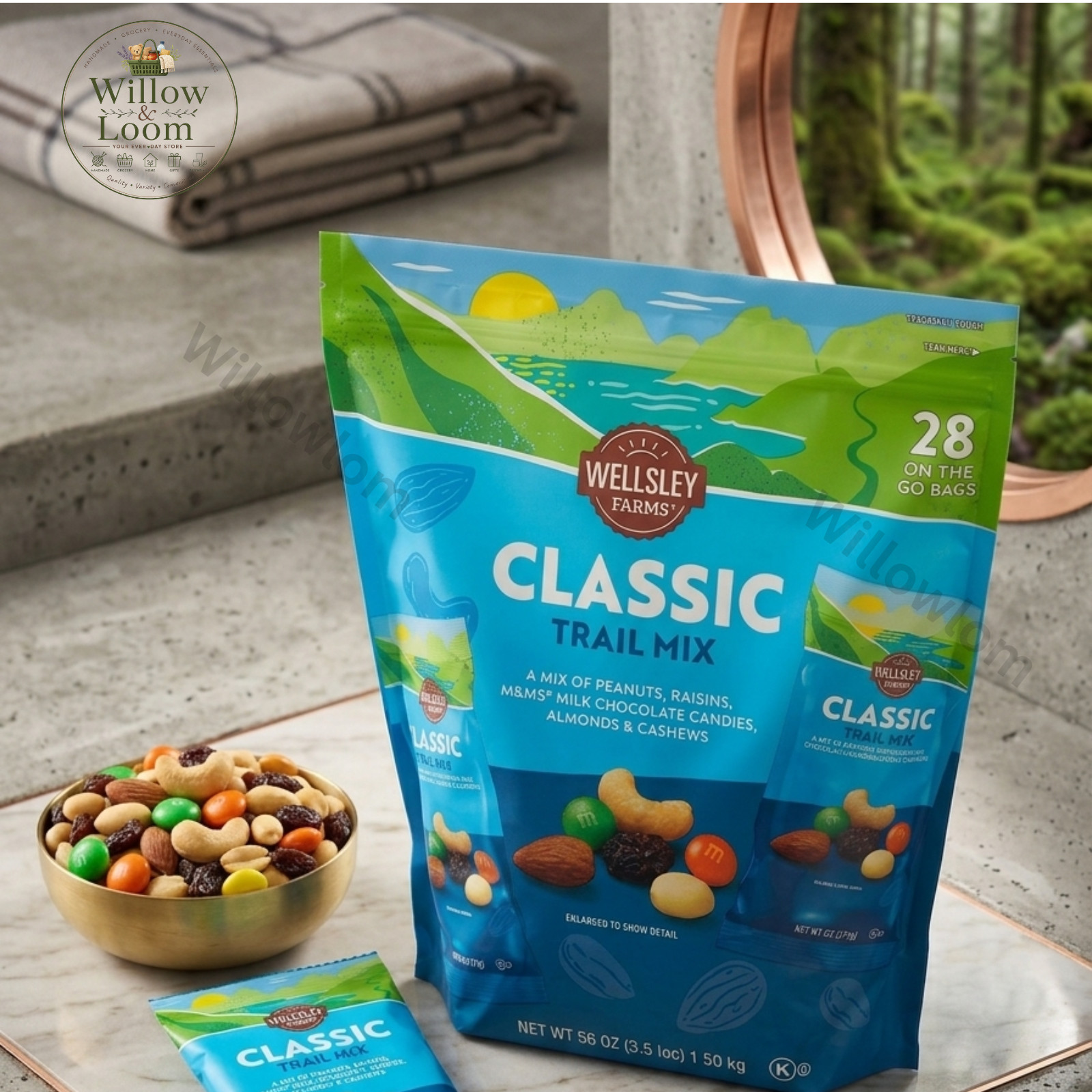 Wellsley Farms Classic Trail Mix Multi Pack Snack Packs 28 Count 3.5 lbs Pouch