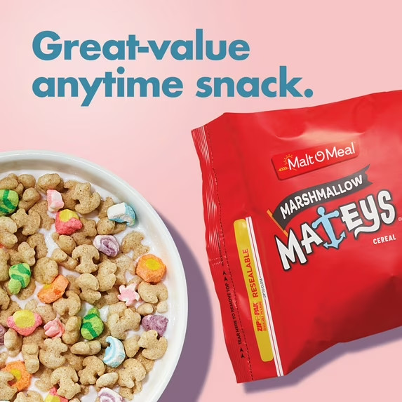 Malt-O-Meal Marshmallow Mateys Breakfast Cereal, Crunchy 48 Oz Free Shipping.