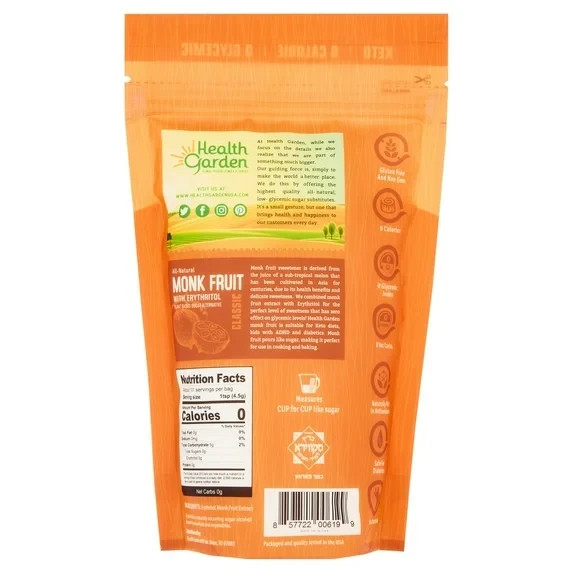 Health Garden Classic Monk Fruit Sweetener, 16 oz