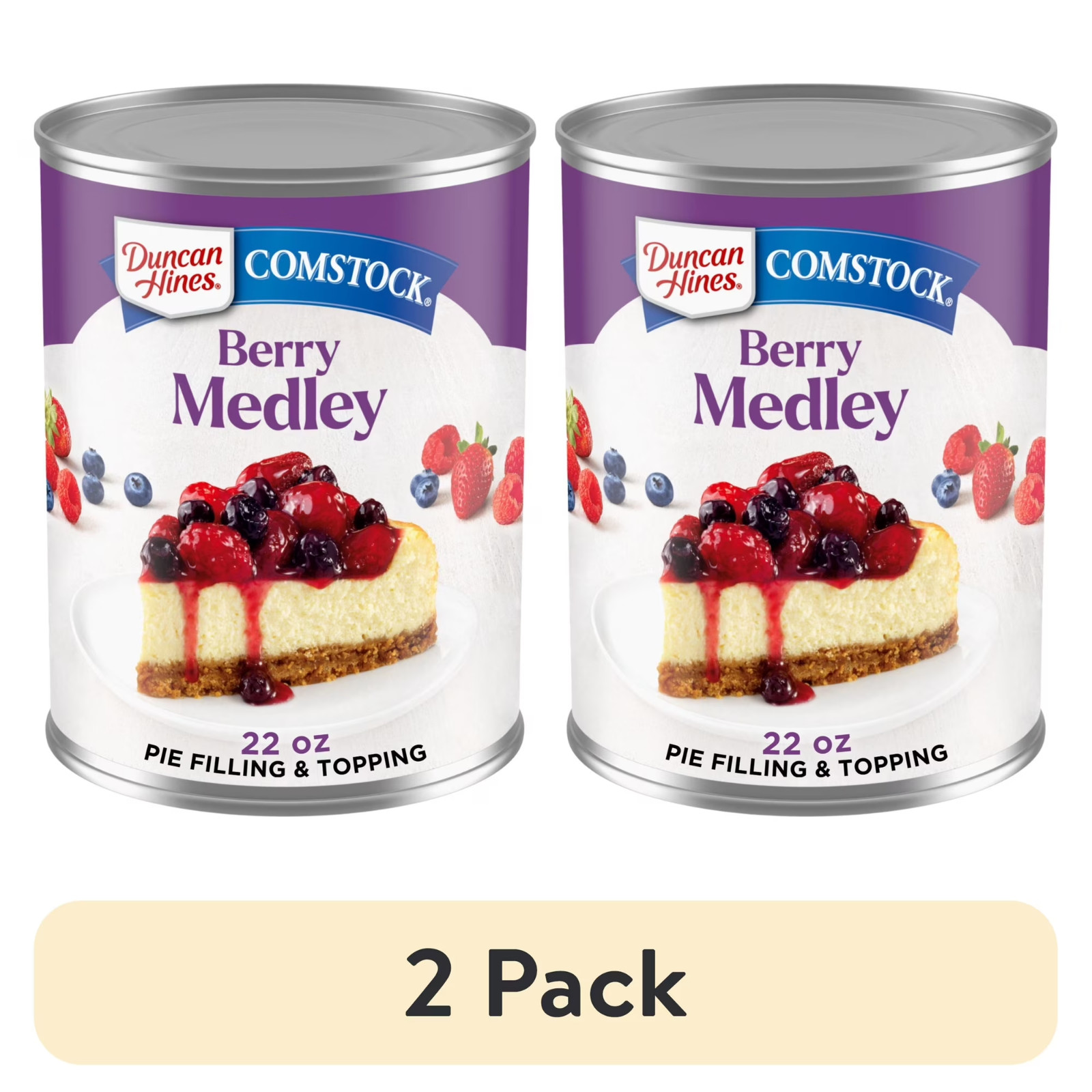 Duncan Hines Comstock Original Berry Medley Pie Filling and Topping (pack of 2).