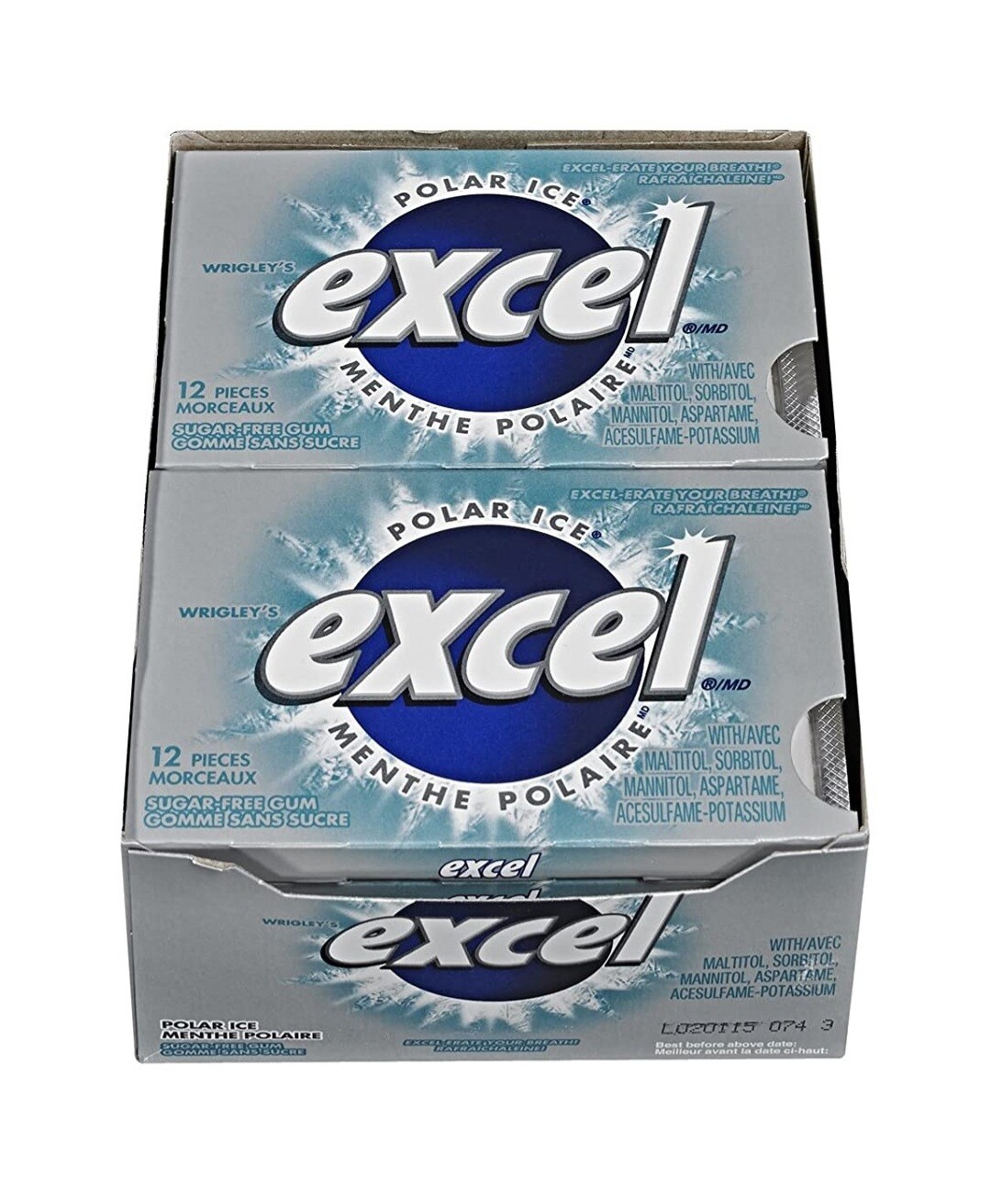 Excel Sugar-Free Gum Polar Ice 24 Packs , 12 pieces per pack Canada