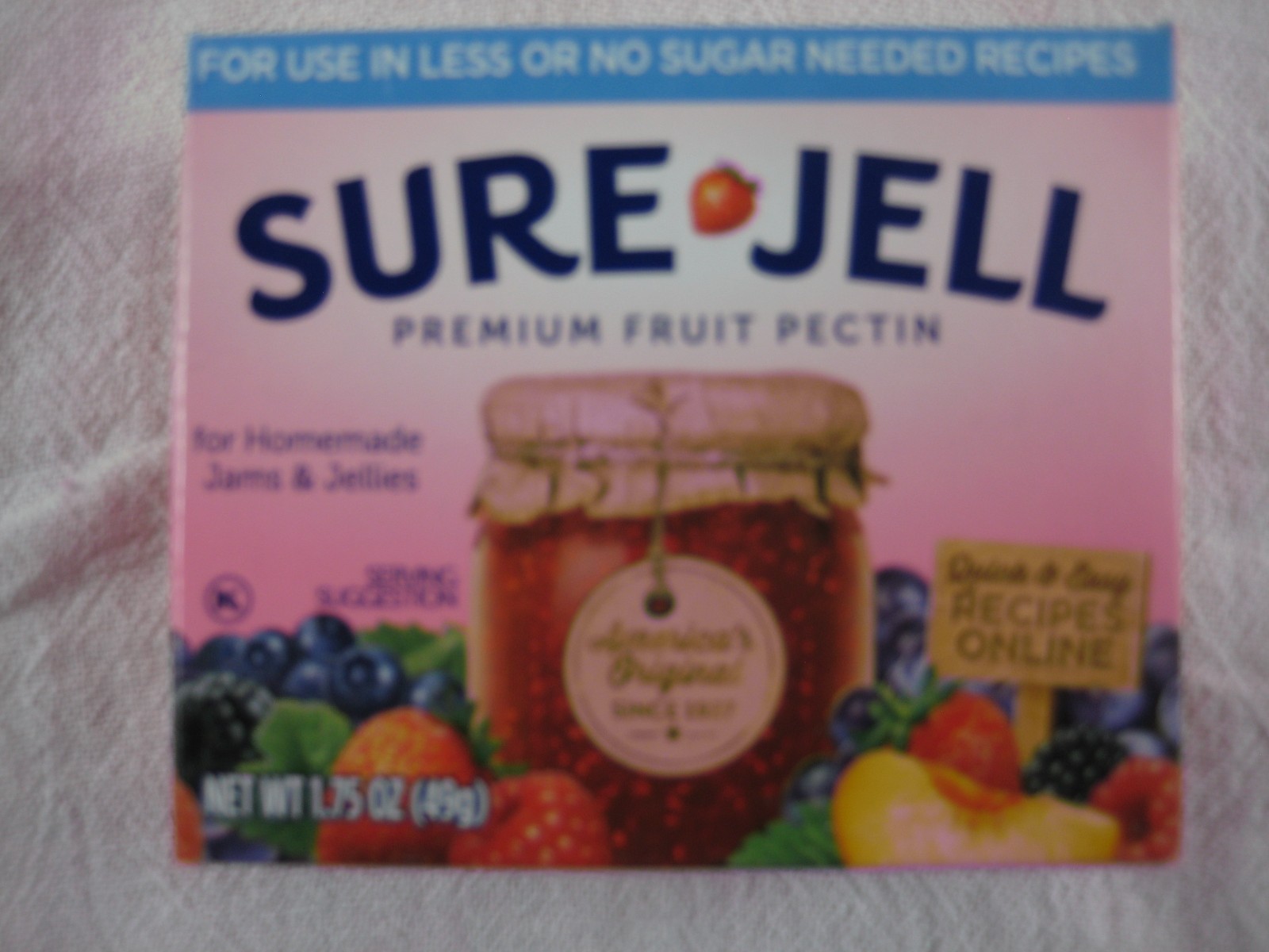 Sure Jell LESS SUGAR Premium Fruit Pectin 1.75 oz Per Box Lot of 24 Exp 2027