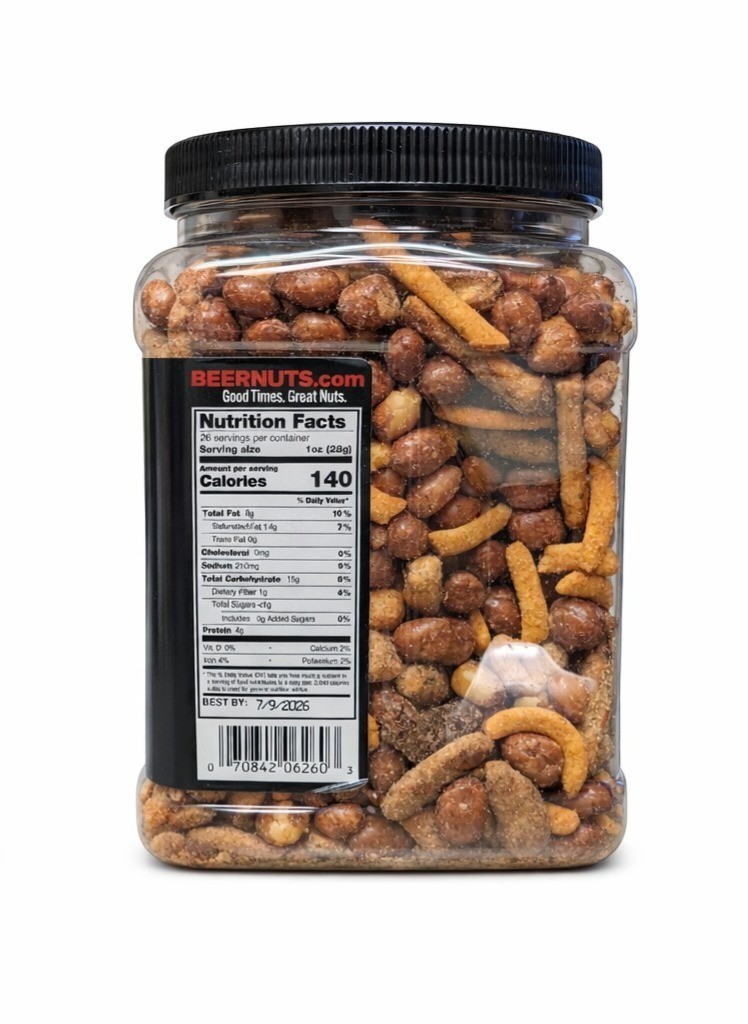 Original Bar Mix – Beer Nuts – Peanuts, Grain, Pretzels – 26 oz – Ex 7/26