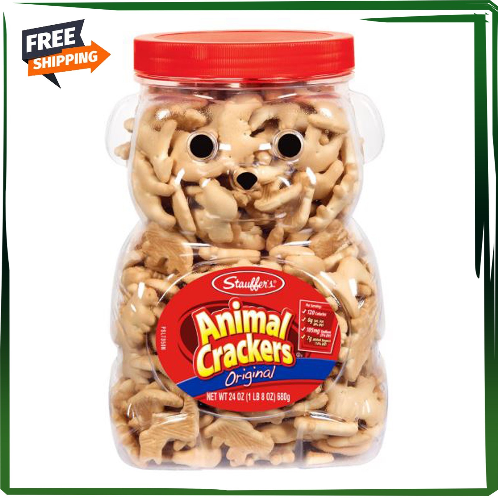Stauffer’s Original Animal Crackers, 24 oz Resealable Family Size Bear Jug. NEW