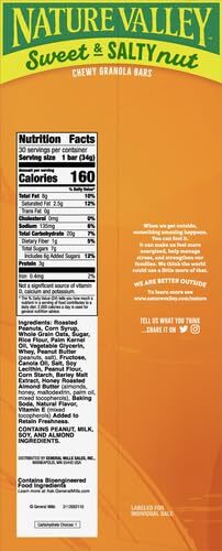 Nature Valley Sweet and Salty Peanut Granola Bars 30 Count Snack Bars