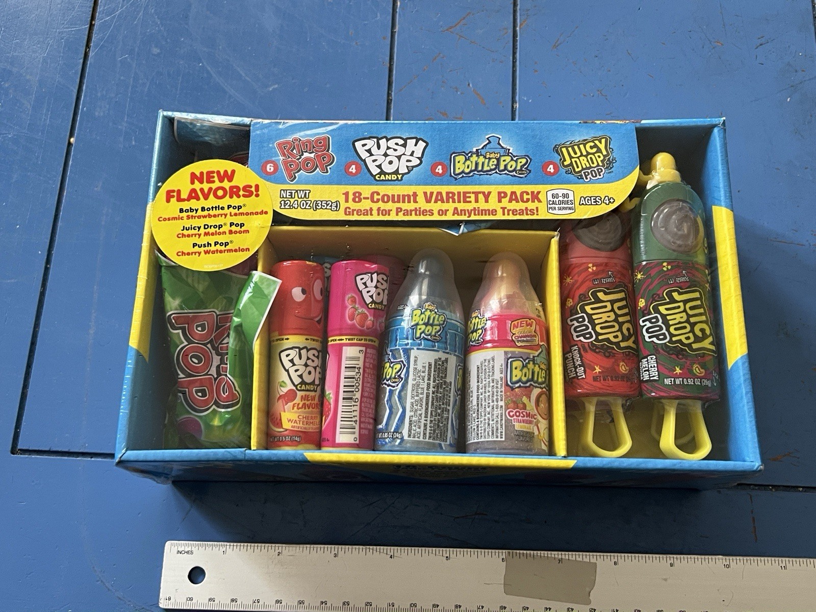 Bazooka Candy Brands – 18 Count Ring Pop, Push Pop, Bottle Pop, Juicy Drop Pop