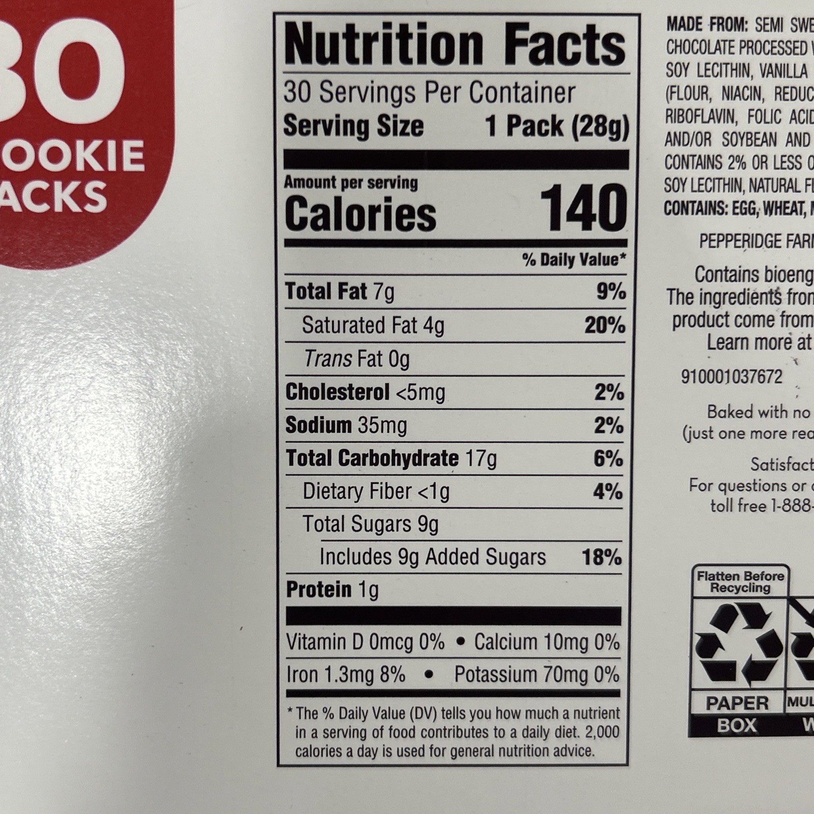 2-Pack Milano Cookies, Double Dark Chocolate, 0.98 oz, 30-count