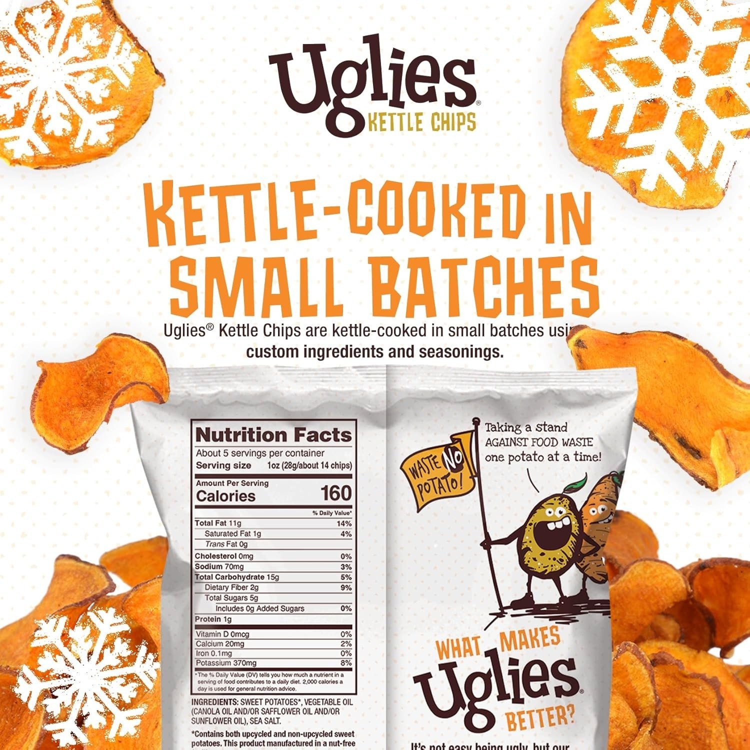 UGLIES Sweet Potato Chips Kettle-Cooked Reduce Food Waste 15oz 1 Bag DEC 2026