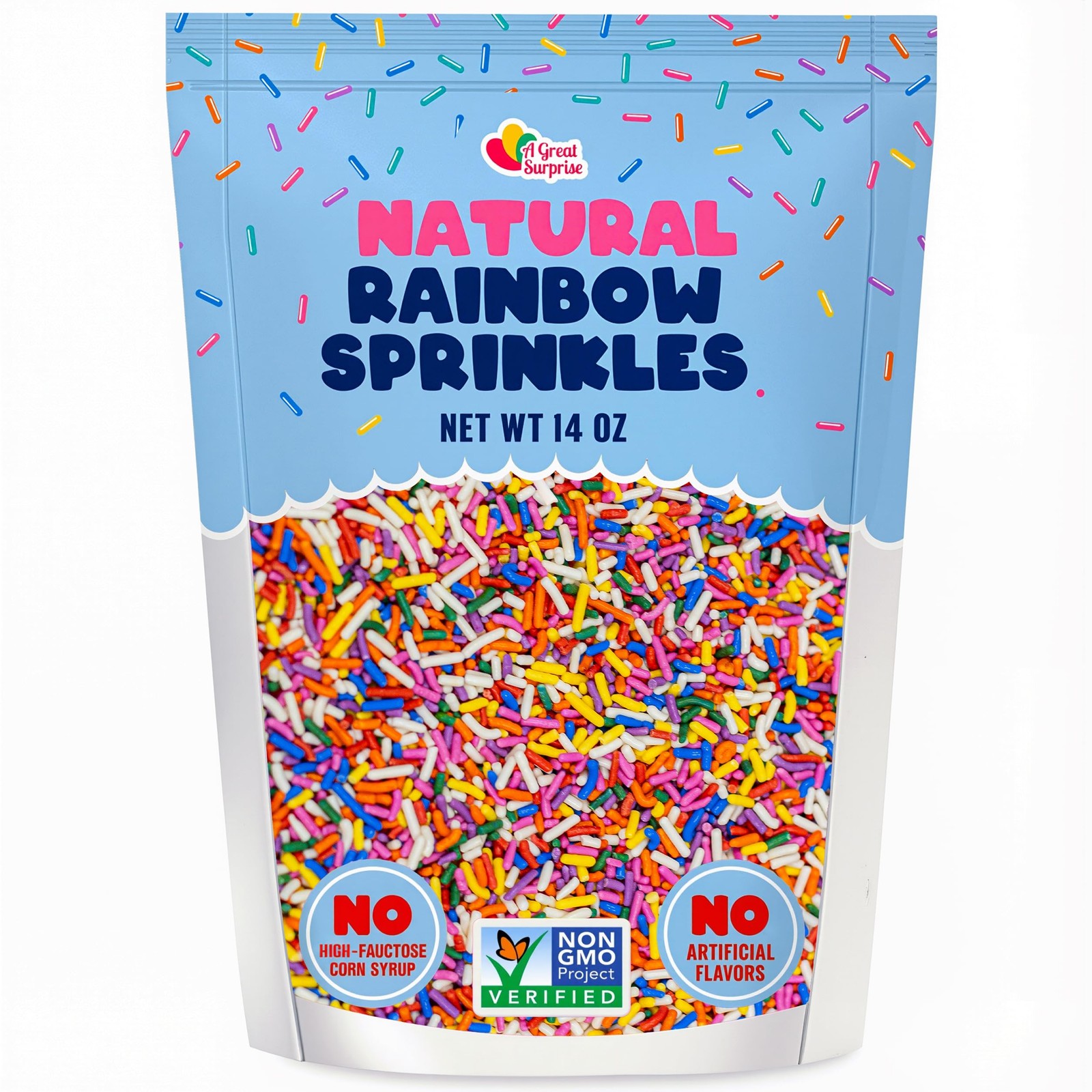 Bulk Dye Free Rainbow Sprinkles – 14 Ounces – Naturally Colored Rainbow Jimmi…