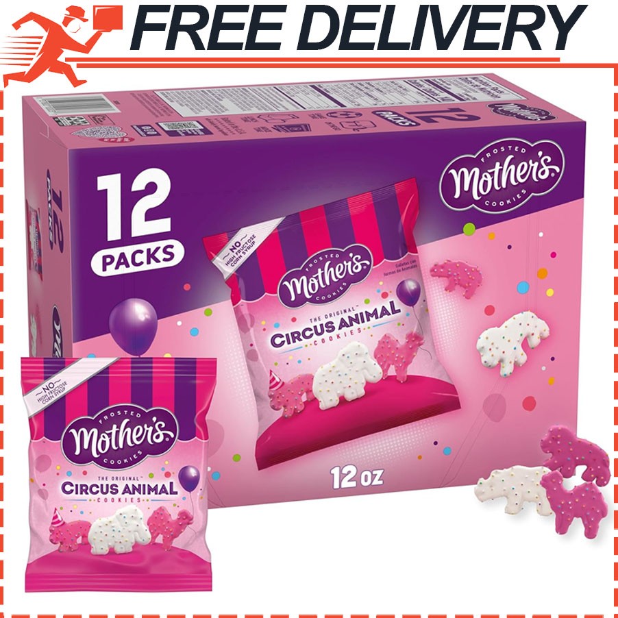 Mother’s Circus Animal Cookies Frosted Vanilla Shortbread w/ Sprinkles 12pk