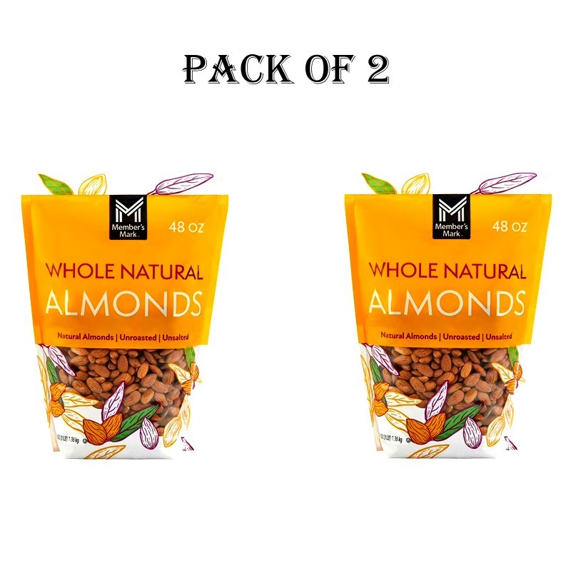 2 PACK – Member’s Mark Natural Whole Almonds (3 lbs each) Total 6 lbs. FRESH