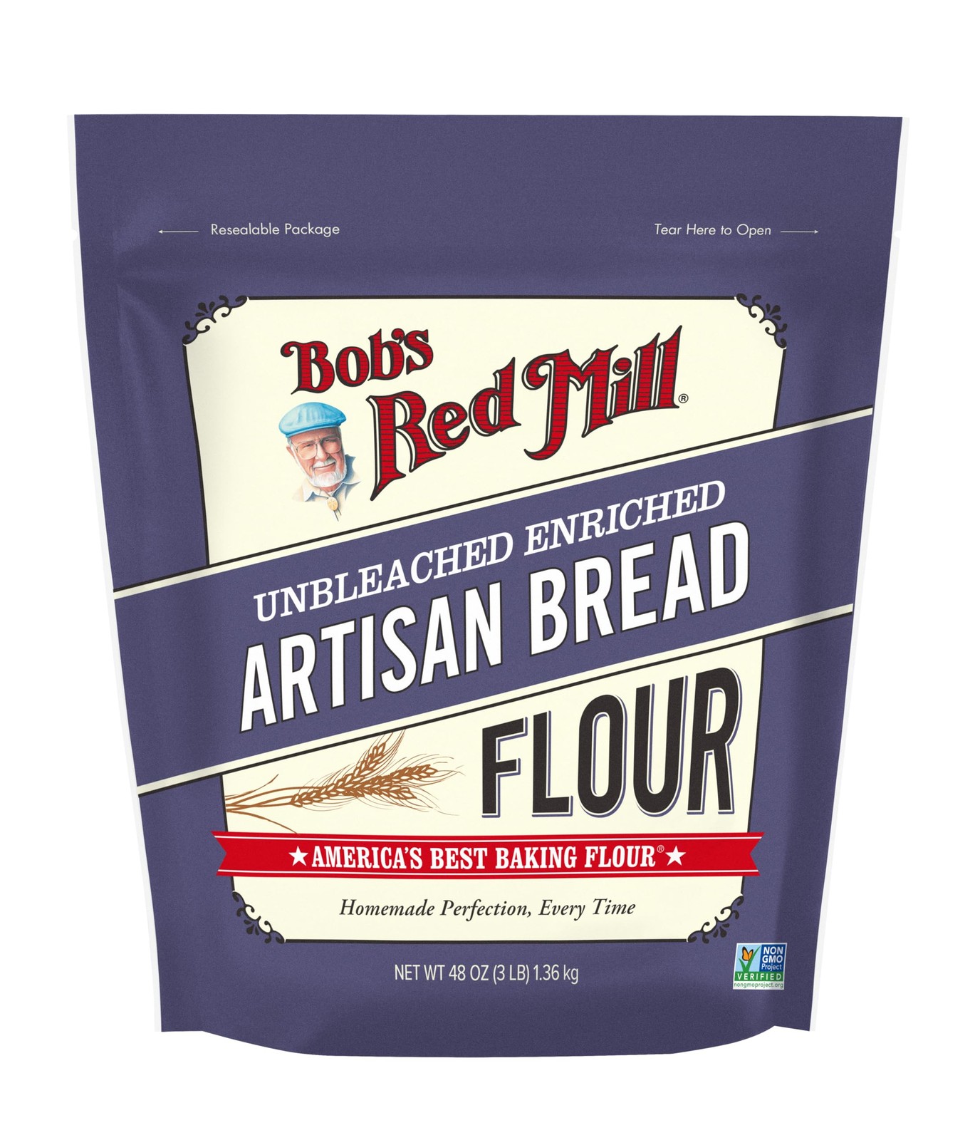 Artisan Bread Flour 3lb Pack 4 Unbleached Non GMO Milled Wheat For Yeast Baking