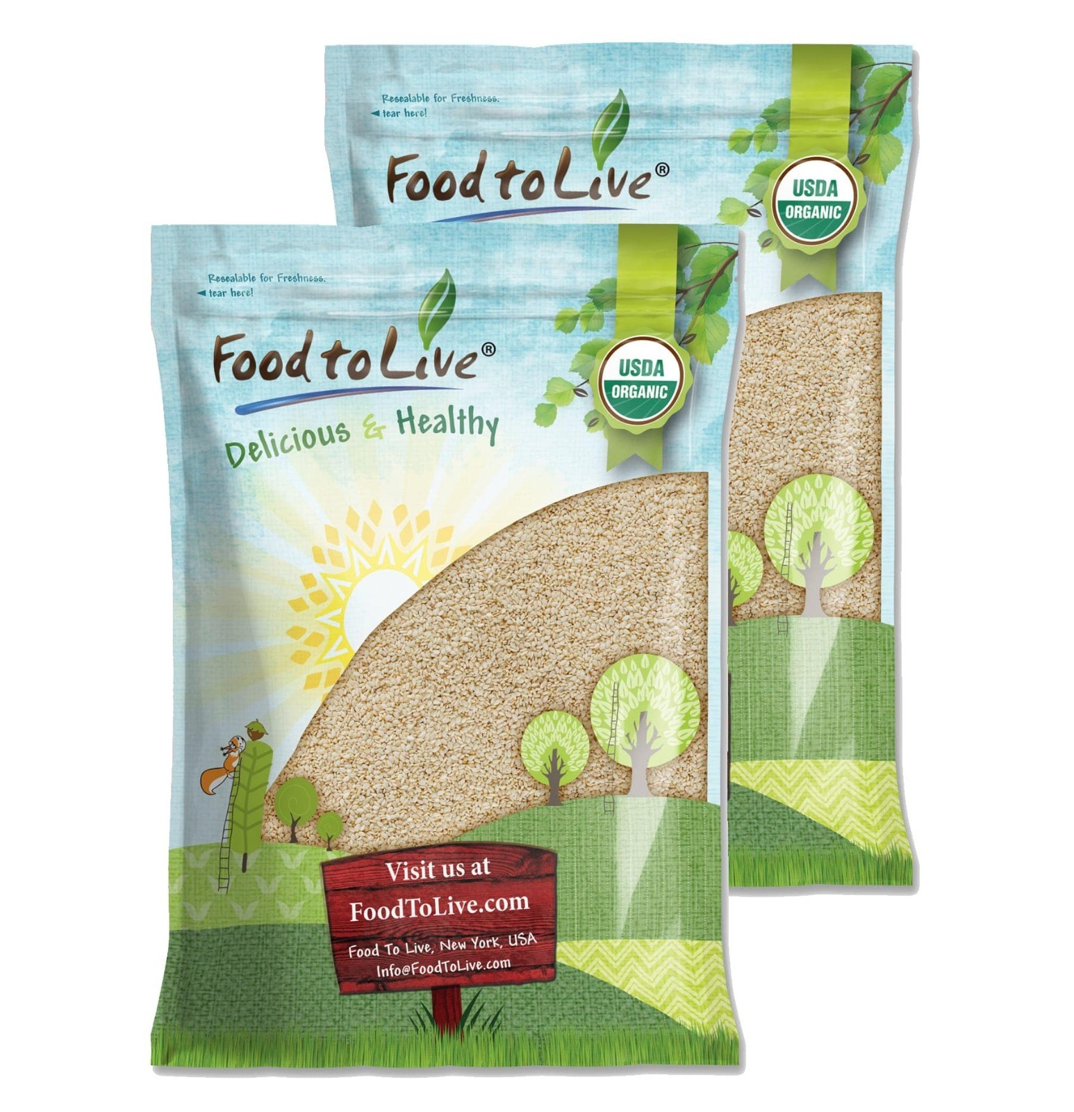 Organic Hulled Sesame Seeds — Non-GMO, Kosher, Raw, Vegan — by Food to Live