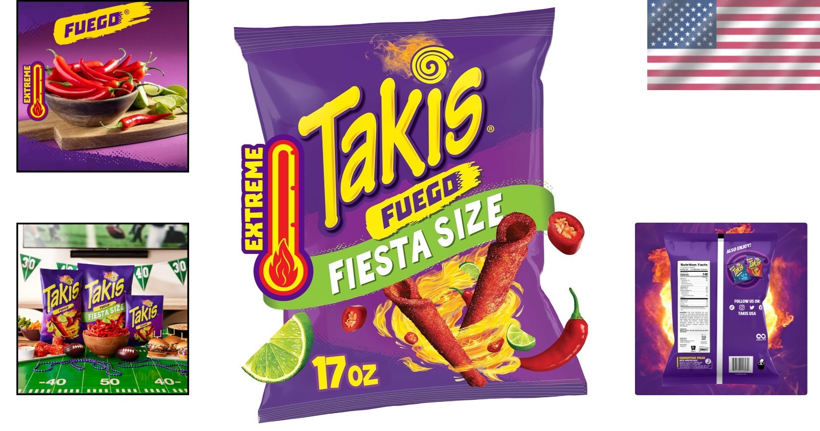 Fuego 17 oz Fiesta Hot Chili Pepper & Lime Rolled Tortilla Chips – Extreme Spicy