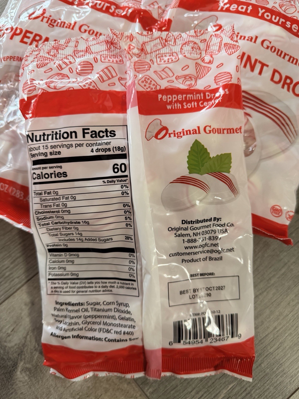 2× Original Gourmet Peppermint Drops – Soft Center – Large 10oz Bags