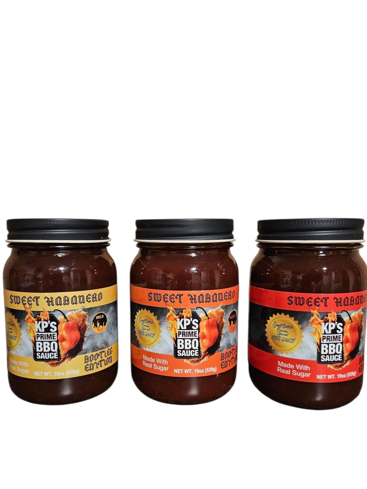 KP’S PRIME BBQ SAUCE, SWEET HABANARO 3 PACK. ALL NATURAL. GOURMET, SMALL BATCH.