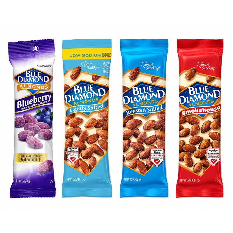 3x Blue Diamond Almonds Roasted Salted Flavor Nut Snack Bag Bundle Sealed 1.5oz