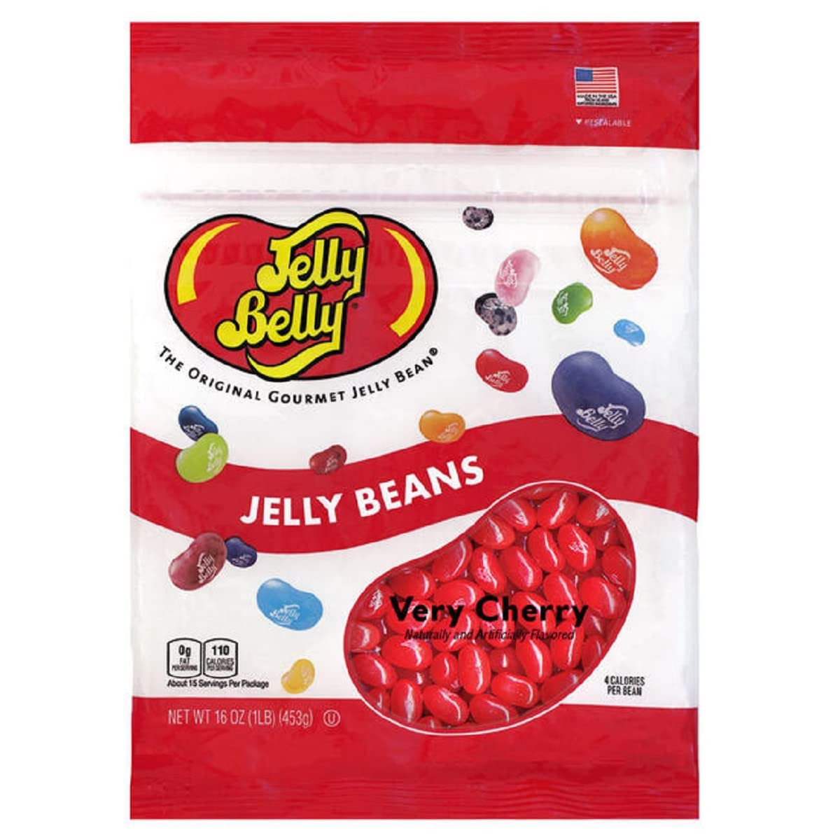 Very Cherry Jelly Beans – 1 Pound (16 Ounces) Resealable Bag – Genuine, Official