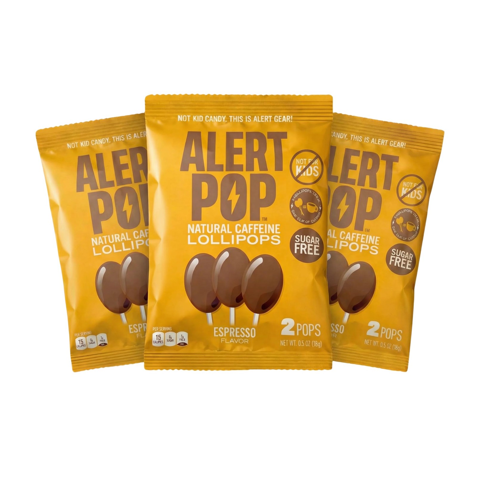 Alertpop Natural Caffeine Lollipops – Espresso Sugar Free Candy with 6 Pops