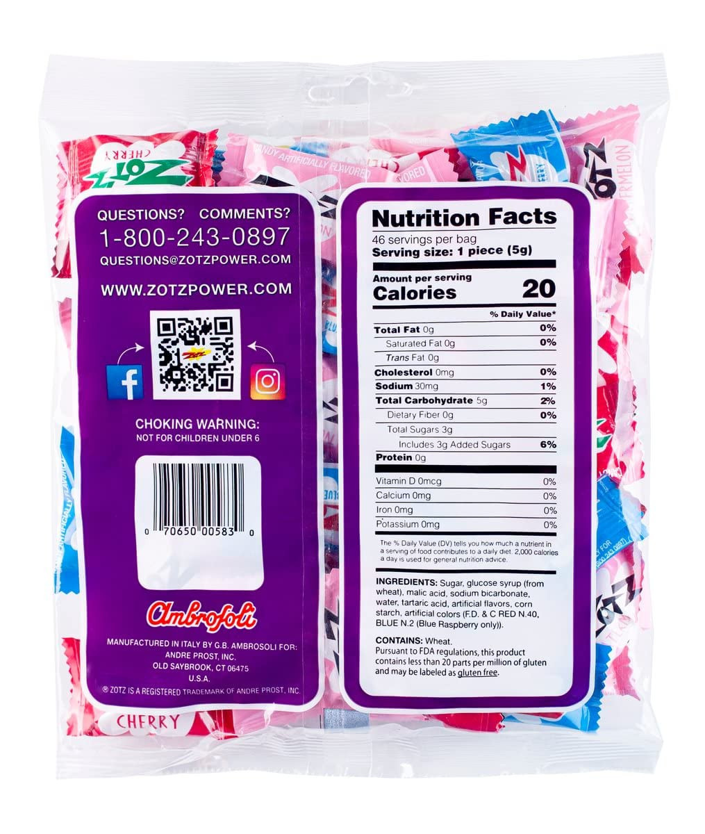 Zotz Fizzy Candy 46 Count Assorted Fruit Flavors Sweet Sour Treats Since 1970