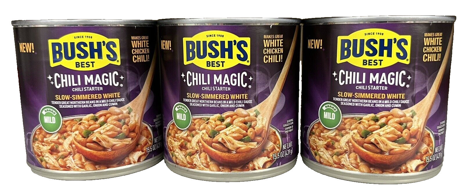 Bush’s Best Chili Magic Chili Starter Slow Simmered White 15.5 oz (3 pack)