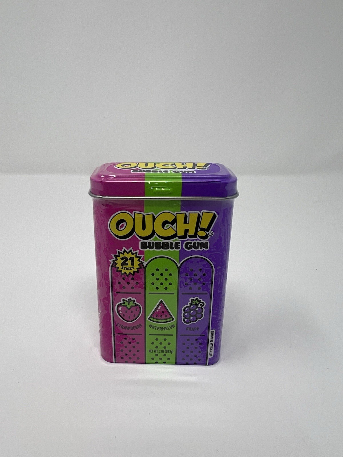 Ouch! Bubble Gum Tin- 3 Flavors – 2 PACK (42 Sticks) – *NEW SEALED* EXP 05/2027