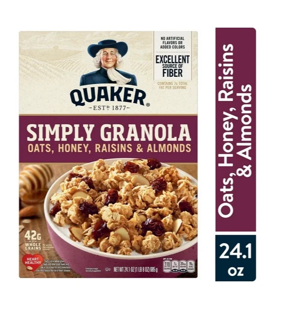 Quaker Simply Granola Breakfast Cereal, Oats Honey Raisins & Almonds, 24.1 oz