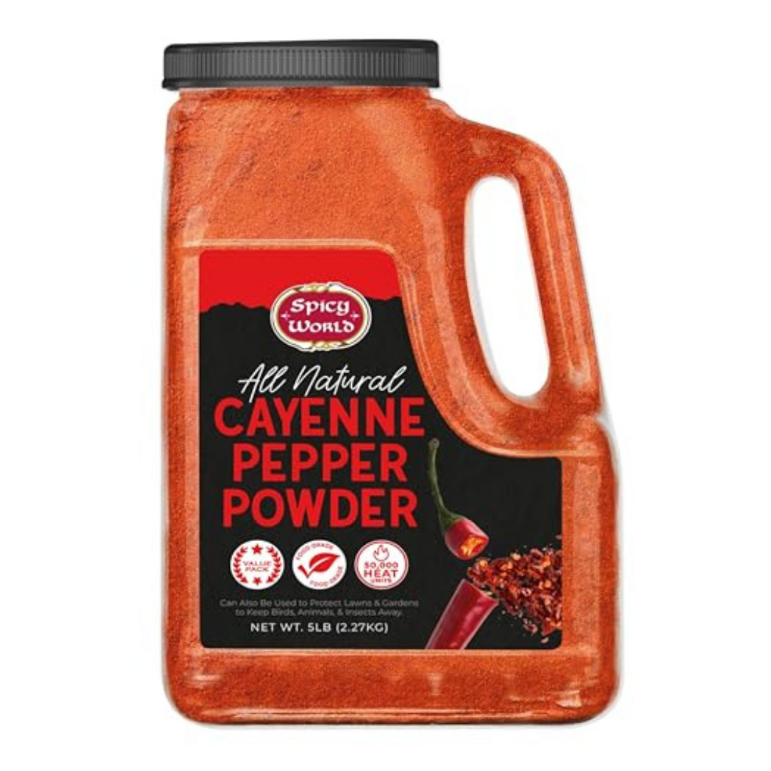 Spicy World Hot Cayenne Pepper Powder Bulk 5 LBS Jar – Red Ground Pepper 50,000
